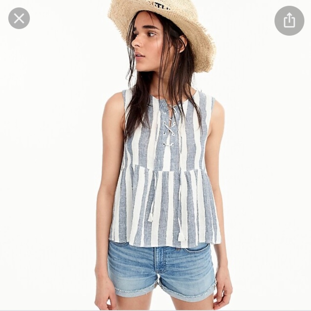 Striped Linen Point Sur top